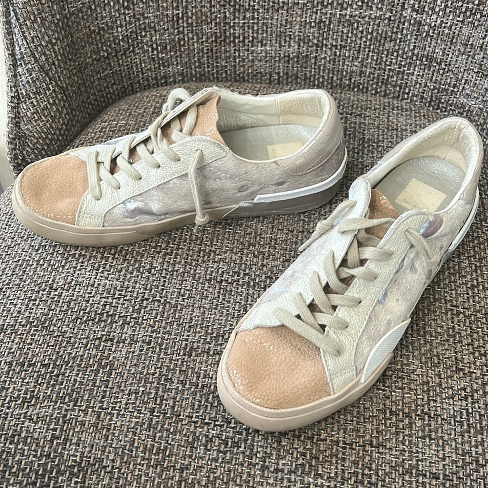Dolce Vita Women's Zina Calf Hair Sneaker in Dune Metallic